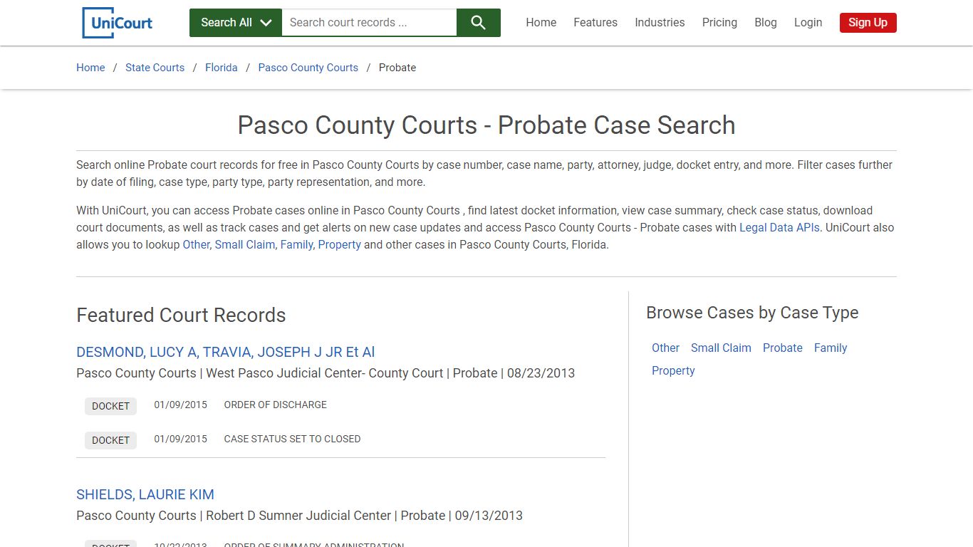 Probate Case Search - Pasco County Courts, Florida