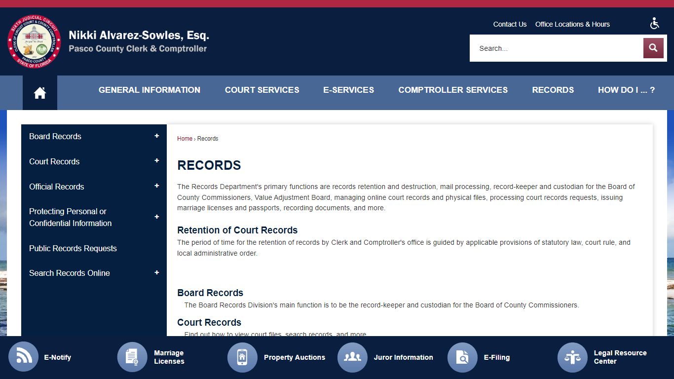 Records | Pasco County Clerk, FL - PASCOCLERK.COM