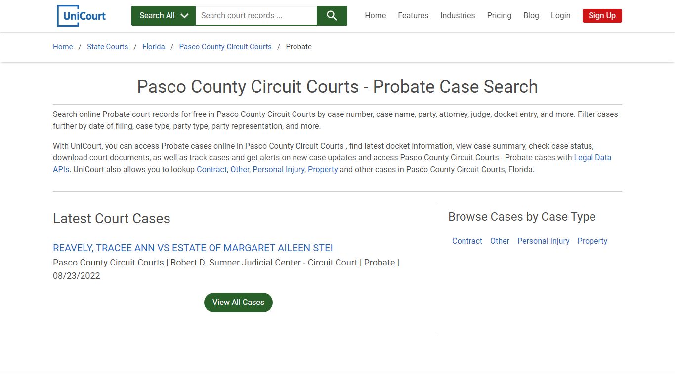 Probate Case Search - Pasco County Circuit Courts, Florida