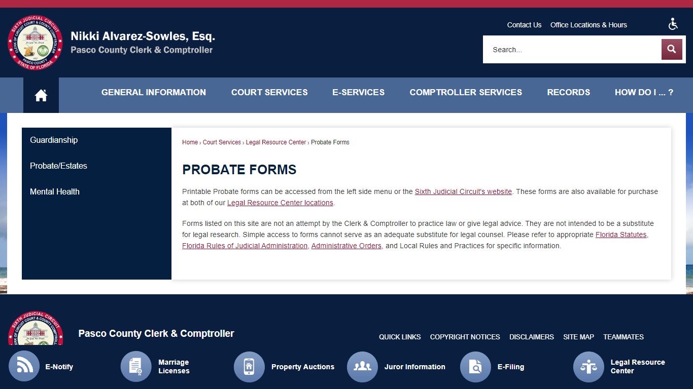 Probate Forms | Pasco County Clerk, FL - PASCOCLERK.COM
